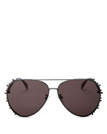 【送料無料】 アレキサンダー・マックイーン レディース サングラス・アイウェア アクセサリー Unisex Aviator Sunglasses, 63mm Black/Gray