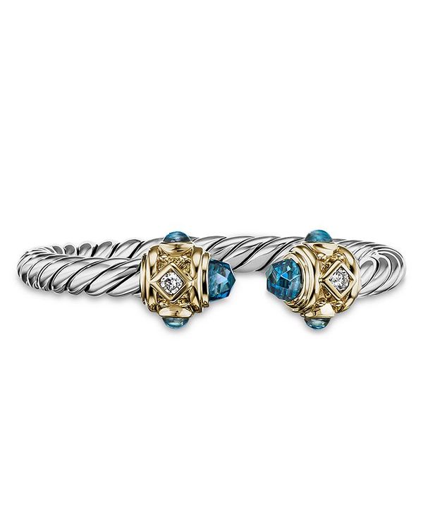 【送料無料】 デイビット・ユーマン レディース リング アクセサリー Renaissance Ring in Sterling Silver with Hampton Blue Topaz, 14K Yellow Gold & Diamonds Blue/Silver：ReVida