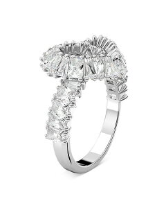 XtXL[ fB[X ANZT[ O Swarovski Matrix Baguette Crystal Woven Heart Cocktail Ring in Rhodium Plated Silver Vo[