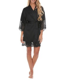 【送料無料】 フローラニクルーズ レディース ナイトウェア アンダーウェア Gabby Satin Kimono Robe Black