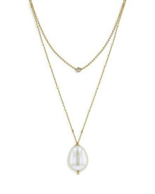 【送料無料】 ゾイチッコ レディース ネックレス・チョーカー・ペンダントトップ アクセサリー 14k Yellow Gold Floating Diamond & Large Baroque Pearl Layered Necklace, 18-20" White/Gold