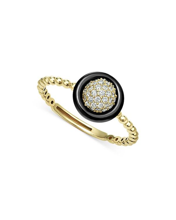 【97%OFF!】 ラゴス レディース リング アクセサリー 18K Yellow Gold Caviar Diamond Cluster  Ceramic Frame Ring Gold Black