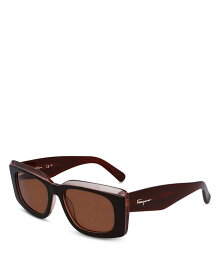 【送料無料】 フェラガモ レディース サングラス・アイウェア アクセサリー Block Rectangular Sunglasses, 54mm Brown/Brown Solid