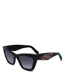 【送料無料】 フェラガモ レディース サングラス・アイウェア アクセサリー Geometric Cat Eye Sunglasses, 55mm Black/Gray Gradient