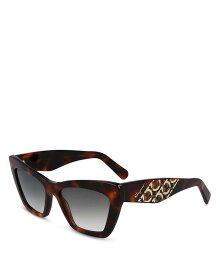 【送料無料】 フェラガモ レディース サングラス・アイウェア アクセサリー Geometric Cat Eye Sunglasses, 55mm Tortoise/Gray Gradient