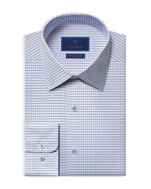 【送料無料】 デイビッドドナヒュー メンズ シャツ トップス Trim Fit Non Iron Twill Check Dress Shirt White/Blue