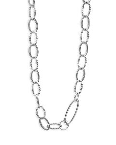 yz SX fB[X lbNXE`[J[Ey_ggbv ANZT[ Sterling Silver Signature Caviar Oval Link Chain Necklace, 20" Silver