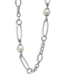 【送料無料】 ラゴス レディース ネックレス・チョーカー・ペンダントトップ アクセサリー Sterling Silver Luna Cultured Freshwater Pearl Link Necklace, 34" White/Silver