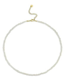 【送料無料】 アクア レディース ネックレス・チョーカー・ペンダントトップ アクセサリー Ginny Imitation Pearl Collar Necklace in 18K Gold Plated Sterling Silver, 16"-18" - 100% Exclusive White