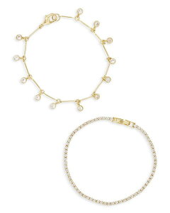 GeBJ fB[X ANZT[ uXbgEoOEANbg Ettika Cubic Zirconia Bracelets Set of 2 Gold S[h