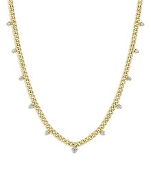 【送料無料】 ゾイチッコ レディース ネックレス・チョーカー・ペンダントトップ アクセサリー 14K Yellow Gold Prong Diamonds Diamond Dangle Curb Link Collar Necklace, 16" Gold/White