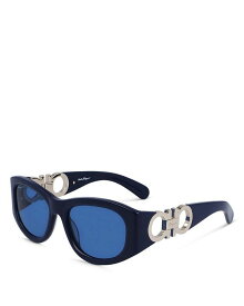 【送料無料】 フェラガモ レディース サングラス・アイウェア アクセサリー Gancini Oval Sunglasses, 53mm Blue/Blue Solid