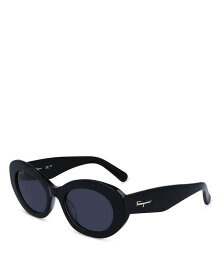 【送料無料】 フェラガモ レディース サングラス・アイウェア アクセサリー Oval Sunglasses, 53mm Black/Black Solid