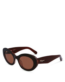 【送料無料】 フェラガモ レディース サングラス・アイウェア アクセサリー Oval Sunglasses, 53mm Brown/Brown Solid