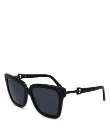 【送料無料】 フェラガモ レディース サングラス・アイウェア アクセサリー Gancini Square Sunglasses, 57mm Black/Black Solid
