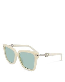 【送料無料】 フェラガモ レディース サングラス・アイウェア アクセサリー Gancini Square Sunglasses, 57mm Ivory/Blue Solid