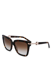 【送料無料】 フェラガモ レディース サングラス・アイウェア アクセサリー Gancini Square Sunglasses, 57mm Tortoise/Brown Gradient