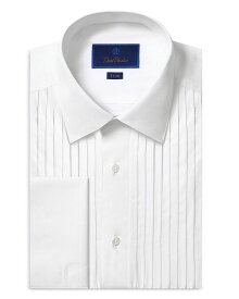 【送料無料】 デイビッドドナヒュー メンズ シャツ トップス Slim Fit 18 Pleated Bib Front Formal Shirt White