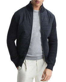 【送料無料】 レイス メンズ ジャケット・ブルゾン アウター Mixed Media Zip Jacket Navy