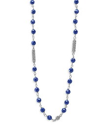 【送料無料】 ラゴス レディース ネックレス・チョーカー・ペンダントトップ アクセサリー Sterling Silver Caviar Bead Station Necklace, 16"-18" Blue/Silver