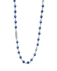 【送料無料】 ラゴス レディース ネックレス・チョーカー・ペンダントトップ アクセサリー Sterling Silver Caviar Bead Station Necklace, 34" Blue/Silver