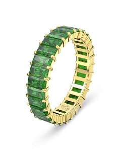 XtXL[ fB[X ANZT[ O Swarovski Matrix Baguette Color Crystal Band Ring Green/Gold O[