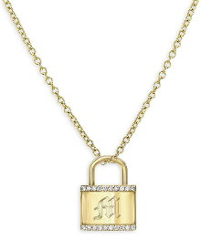 【送料無料】 ゾエレフ レディース ネックレス・チョーカー・ペンダントトップ アクセサリー 14K Gold Diamond Engraved Initial Lock Pendant Necklace, 16"-18" M