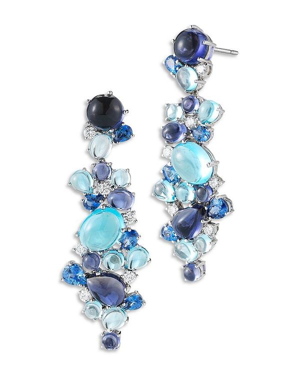 【送料無料】 ロバートコイン レディース ピアス・イヤリング アクセサリー 18K White Gold Shanghai Multi Gemstone & Diamond Cluster Drop Earrings Blue/Whiteレディースジュエリー・アクセサリー