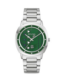 【送料無料】 ブロバ レディース 腕時計 アクセサリー Frank Lloyd Wright Hollyhock House Watch, 39mm Green/Silver