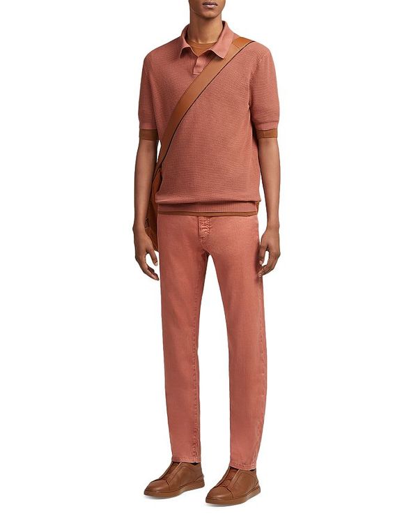 ゼニア メンズ ポロシャツ トップス Jacquard Short Sleeve Knit Polo Medium Pink トップス 