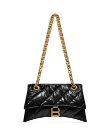 【送料無料】 バレンシアガ レディース ショルダーバッグ バッグ Crush Small Quilted Leather Chain Shoulder Bag Black/Gold