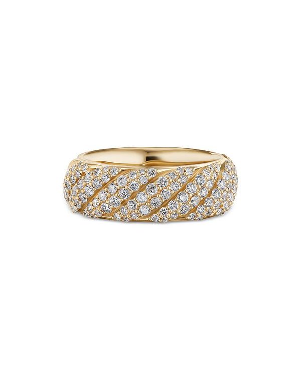 【送料無料】 デイビット・ユーマン レディース リング アクセサリー Sculpted Cable Band Ring in 18K  Yellow Gold with Pave Diamonds Gold ReVida 