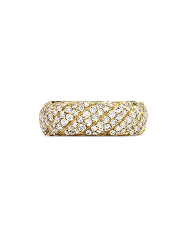 【送料無料】 デイビット・ユーマン レディース リング アクセサリー Sculpted Cable Band Ring in 18K  Yellow Gold with Pave Diamonds Gold ReVida 
