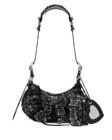 【送料無料】 バレンシアガ レディース ショルダーバッグ バッグ Le Cagole Small Safety Pin Embellished Shoulder Bag Black/Silver