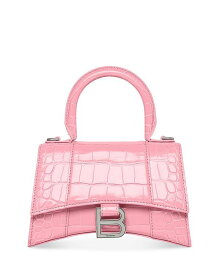 【送料無料】 バレンシアガ レディース ハンドバッグ バッグ Hourglass XS Top Handle Bag Sweet Pink Croc/Silver