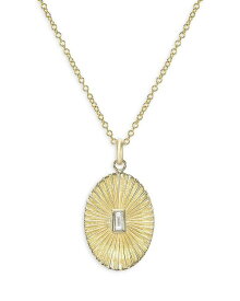 【送料無料】 ゾエレフ レディース ネックレス・チョーカー・ペンダントトップ アクセサリー 14K Gold Diamond Baguette Oval Pleated Disc Pendant Necklace, 16"-18" Gold