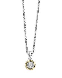 【送料無料】 ラゴス レディース ネックレス・チョーカー・ペンダントトップ アクセサリー 18K Yellow Gold & Sterling Silver Diamond Cluster Bead Frame Pendant Necklace, 16-18" Silver