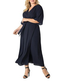 【送料無料】 スタンダーズ アンド プラクティス レディース ワンピース トップス Olivia Kimono-Sleeve Maxi Wrap Dress Midnight Blue