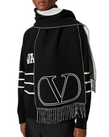 【送料無料】 ヴァレンティノ メンズ マフラー・ストール・スカーフ アクセサリー Wool & Cashmere Logo Scarf Black/White