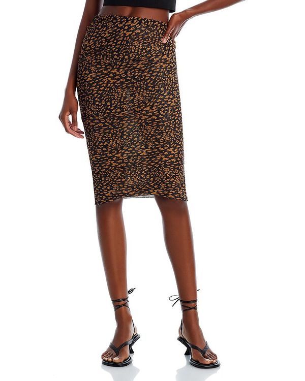  アクア レディース スカート ボトムス Mesh Animal Print Skirt 100% Exclusive Black Tan