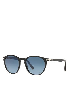 y\ fB[X ANZT[ TOXEACEFA Persol Round Sunglasses 52mm Black/Blue Gradient ubN