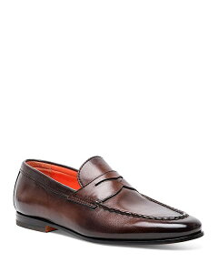 Tg[j Y V[Y Xb|E[t@[ [t@[ Santoni Men's Carlos Slip On Penny Loafers Brown uE
