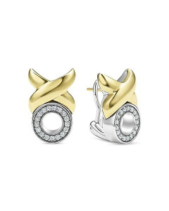 yz SX fB[X sAXECO ANZT[ 18K Yellow Gold & Sterling Silver Embrace Diamond XO Omega Earrings Silver/Gold