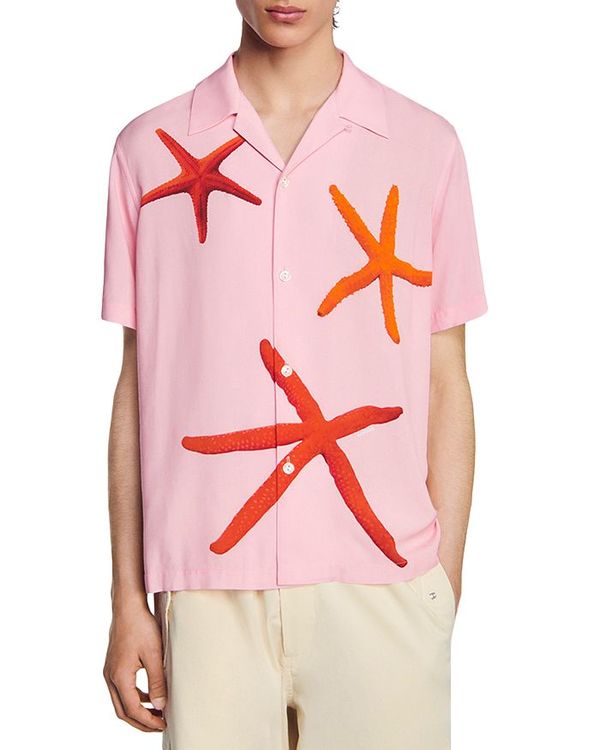  サンドロ メンズ シャツ トップス Short Sleeve Starfish Shirt Pink