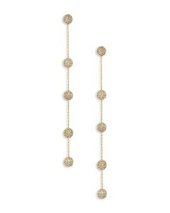 yz GeBJ fB[X sAXECO ANZT[ Crystal Ball Drop Pave Ball Linear Drop Earrings in 18K Gold Plated Gold