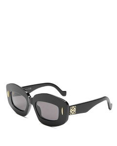 yz Gx fB[X TOXEACEFA ANZT[ Chunky Anagram Rectangular Sunglasses, 49mm Black/Gray Solid