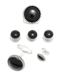 �����N�A�b�v �����Y �A�N�Z�T���[ �J�t�X�{�^�� LINK UP Onyx Inlay Rhodium Plated Round Stud & Cufflink Set Black �u���b�N