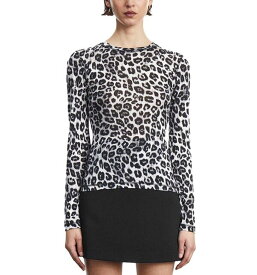 【送料無料】 ザ・クープルス レディース Tシャツ トップス Long Sleeve Leopard Print Tee Black/ Grey