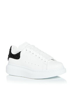 ALT_[E}bNC[ fB[X V[Y q[ Xj[J[ Alexander McQUEEN Women's Oversized Crystal Embellished Heel Sneakers White/Black zCg