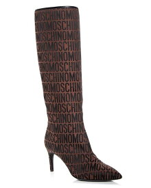 【送料無料】 モスキーノ レディース ブーツ・レインブーツ シューズ Women's Logo Print High Heel Boots Brown Multi